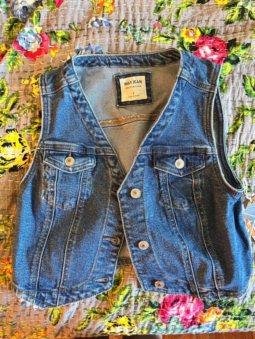 Blue Denim Waistcoat S With Tags still on, country, cottagecore